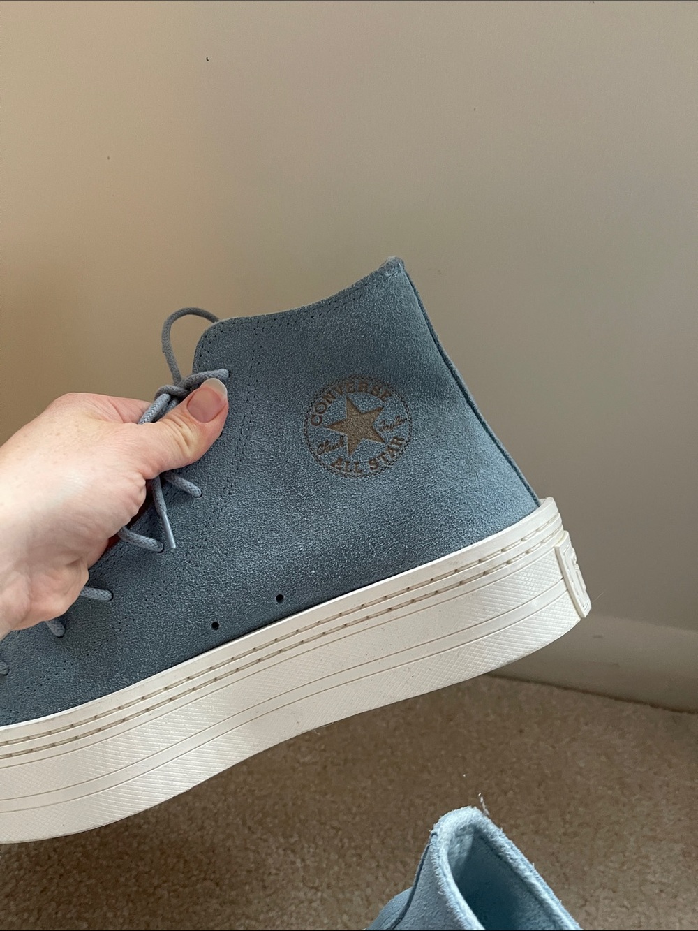 Converse All-Star Modern Lift Suede High-Top Platform Sneakers in Slate Blue - Picture 4 of 5